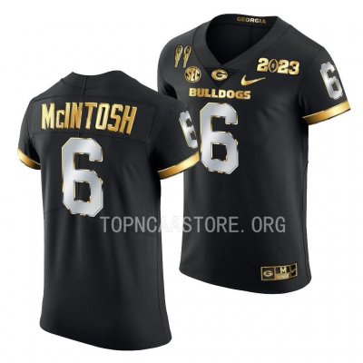 Georgia Bulldogs Kenny McIntosh Men's #6 Black 2X CFBPlayoff National Champions Limited Golden Football NCAA Jersey 2406UKDK0