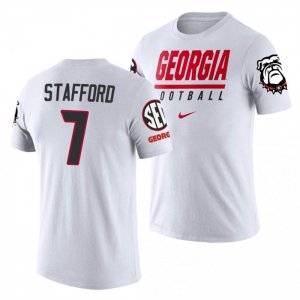 Georgia Bulldogs Matthew Stafford Men's #7 Sideline Legend History Player White Football NCAA T-Shirt 2406NRZJ3