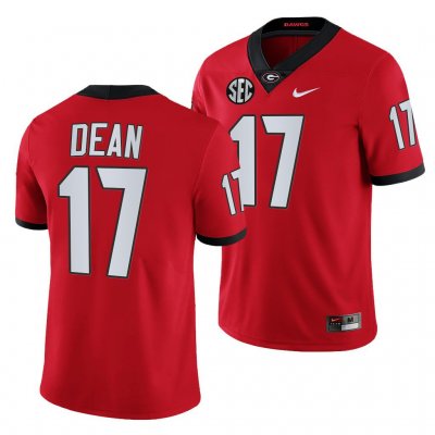 Georgia Bulldogs Nakobe Dean Men's #17 2021-22 Red Game Football NCAA Jersey 2406FGIZ4