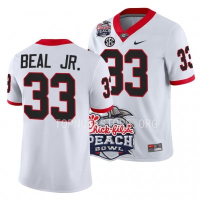 Georgia Bulldogs Robert Beal Jr. Men's #33 White 2022 Peach Bowl Playoff Football NCAA Jersey 2406QMGM7