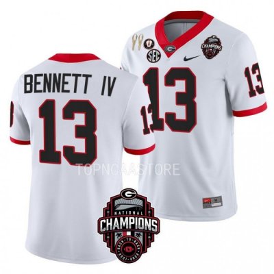 Georgia Bulldogs Stetson Bennett Men's #13 National Champions Back-To-Back CFBPlayoff 2023 White Football NCAA Jersey 2406IHWR8