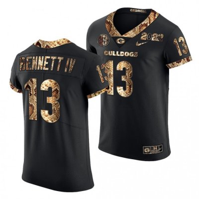 Georgia Bulldogs Stetson Bennett Men's #13 Playoff 2022 Black Python Skin Football NCAA Jersey 2406OPER3