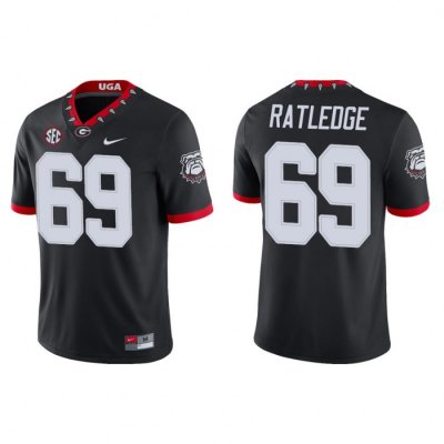 Georgia Bulldogs Tate Ratledge Men's #69 Game Alternate Black Football NCAA Jersey 2406OHSX5