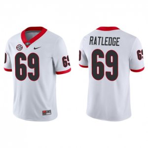 Georgia Bulldogs Tate Ratledge Men's #69 White Game Football NCAA Jersey 2406ERNI7