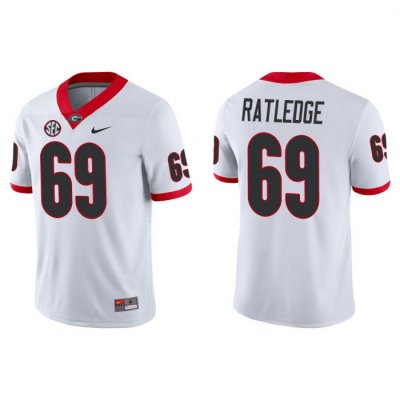 Georgia Bulldogs Tate Ratledge Men's #69 White Game Football NCAA Jersey 2406ERNI7