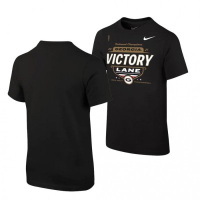 Georgia Bulldogs Youth CFP 2021 Black ocker Room Victory Lane National Champions Football NCAA T-Shirt 2406HTHP8