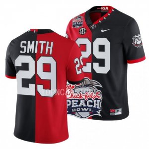 Georgia Bulldogs Christopher Smith Men's #29 Split 2022 Peach Bowl Black Red Football NCAA Jersey 2406TYHO2