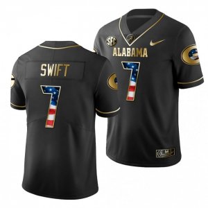 Georgia Bulldogs D'Andre Swift Men's #7 Stars And Stripes 2019 Limited Black Golden Edition Football NCAA Jersey 2406LXHY1