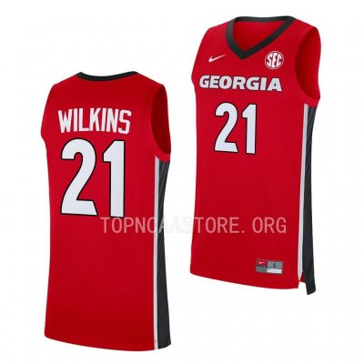 Georgia Bulldogs Dominique Wilkins Men's #21 Replica Red Alumni Basketball NCAA Jersey 2406MYWC4