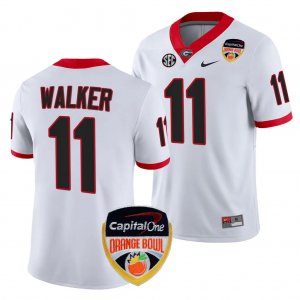 Georgia Bulldogs Jalon Walker Men's #11 White 2023 Orange Bowl Playoff Shirt Football NCAA Jersey 2406DXVK1