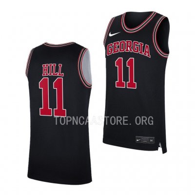 Georgia Bulldogs Justin Hill Men's #11 Black Throwback 2022-23 Basketball NCAA Jersey 2406GLXJ5