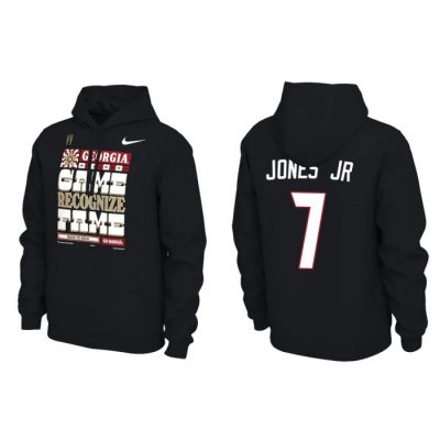 Georgia Bulldogs Marvin Jones Jr. Men's #7 2022 National Champions Playoff Pullover Locker Room Black Football NCAA Hoodie 2406OPKK5