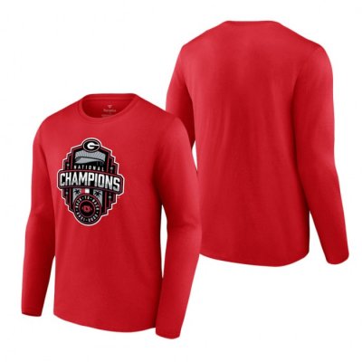 Georgia Bulldogs Men's Playoff Fanatics Branded Official Logo 2022 National Champions Red Long Sleeve Football NCAA T-Shirt 2406TVVU7