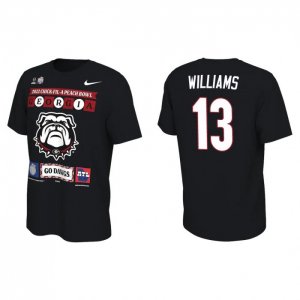 Georgia Bulldogs Mykel Williams Men's #13 Playoff Black Illustrated 2022 Peach Bowl Football NCAA T-Shirt 2406IZIT6