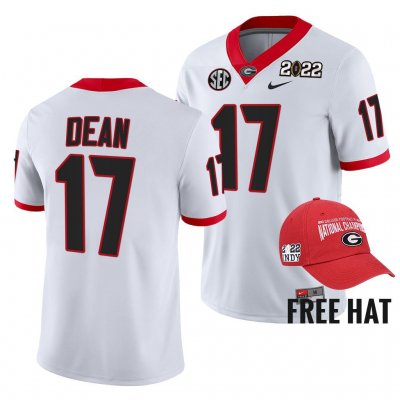 Georgia Bulldogs Nakobe Dean Men's #17 Champions 2021 Orange Bowl CFP White Football NCAA Jersey 2406KRIX2