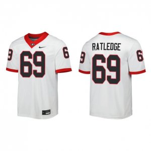 Georgia Bulldogs Tate Ratledge Men's #69 Game Away White Football NCAA Jersey 2406VNSW2