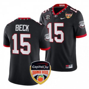 Georgia Bulldogs Carson Beck Men's #15 Black 2023 Orange Bowl Playoff Football NCAA Jersey 2406WZVU7