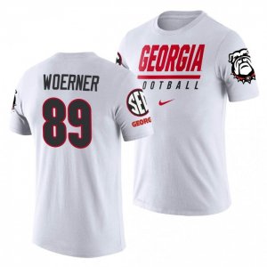 Georgia Bulldogs Charlie Woerner Men's #89 Sideline Legend Performance White Football NCAA T-Shirt 2406CVNS6