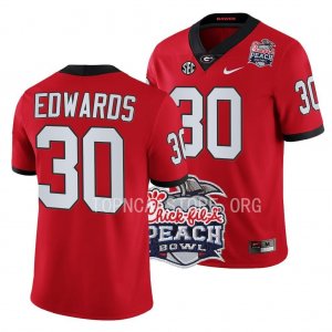 Georgia Bulldogs Daijun Edwards Men's #30 Red 2022 Peach Bowl Playoff Football NCAA Jersey 2406PIDJ8