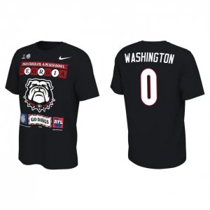 Georgia Bulldogs Darnell Washington Men's #0 Playoff Black Illustrated 2022 Peach Bowl Football NCAA T-Shirt 2406SHLQ2