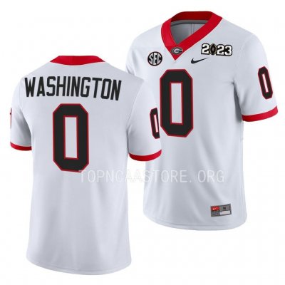 Georgia Bulldogs Darnell Washington Men's #0 White 2023 National Championship Playoff Football NCAA Jersey 2406EOQY5