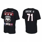 Georgia Bulldogs Earnest Greene III Men's #71 Playoff Black Illustrated 2022 Peach Bowl Football NCAA T-Shirt 2406IZVI7