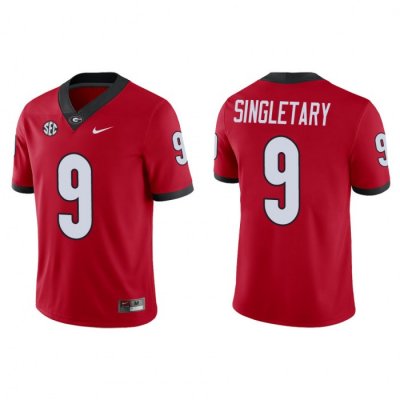 Georgia Bulldogs Jaheim Singletary Men's #9 Red Game Football NCAA Jersey 2406UGDT6