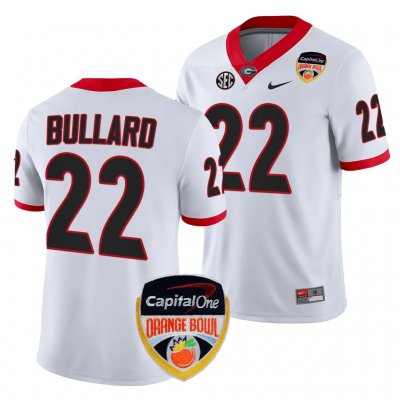 Georgia Bulldogs Javon Bullard Men's #22 White 2023 Orange Bowl Playoff Shirt Football NCAA Jersey 2406JAXS7