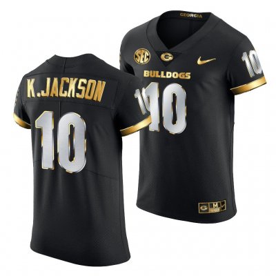 Georgia Bulldogs Kearis Jackson Men's #10 Authentic Black Golden Edition 2020-21 Football NCAA Jersey 2406FWUH2