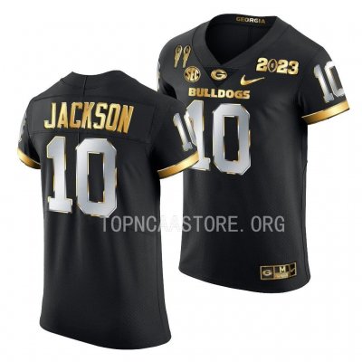 Georgia Bulldogs Kearis Jackson Men's #10 Black 2X CFBPlayoff National Champions Limited Golden Football NCAA Jersey 2406JGQO7