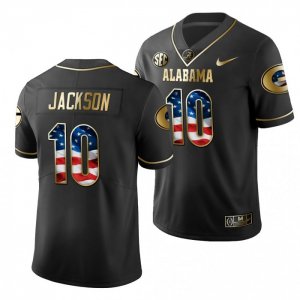 Georgia Bulldogs Kearis Jackson Men's #10 Stars And Stripes 2019 Limited Black Golden Edition Football NCAA Jersey 2406ULJJ4