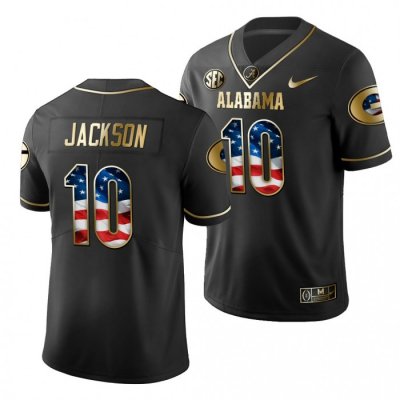 Georgia Bulldogs Kearis Jackson Men's #10 Stars And Stripes 2019 Limited Black Golden Edition Football NCAA Jersey 2406ULJJ4