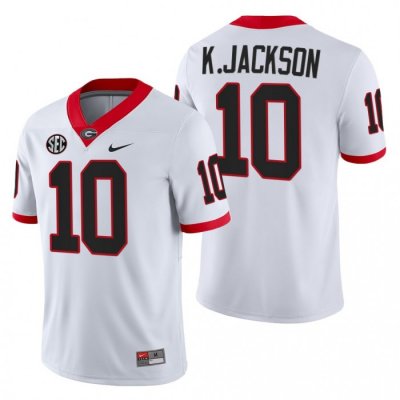 Georgia Bulldogs Kearis Jackson Men's #10 White Block Number Font 2022 Football NCAA Jersey 2406SEIJ7