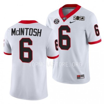 Georgia Bulldogs Kenny McIntosh Men's #6 White 2023 National Championship Playoff Football NCAA Jersey 2406WUFG6