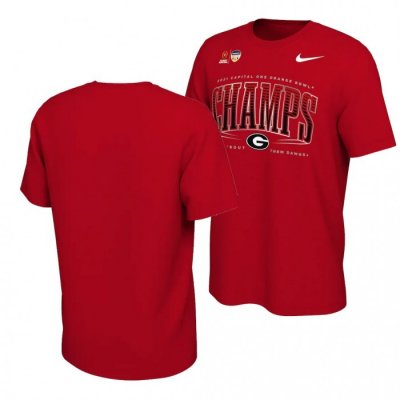 Georgia Bulldogs Men's 2021 Orange Bowl Red Locker Room Champions Football NCAA T-Shirt 2406QZEW2