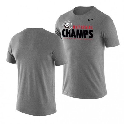 Georgia Bulldogs Men's CFP 2021 Gray National Champions Stack Football NCAA T-Shirt 2406NTZN5