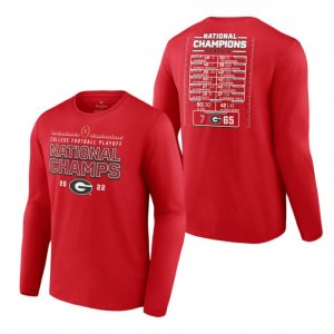 Georgia Bulldogs Men's Playoff Fanatics Branded Schedule 2022 National Champions Red Long Sleeve Football NCAA T-Shirt 2406HVVG5