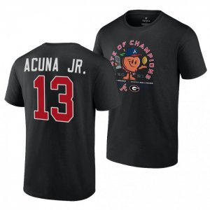 Georgia Bulldogs Men's Ronald Acuna Jr. 2021 State of Champions 13 Black Peach x Atlanta Braves Football NCAA T-Shirt 2406SKVC7