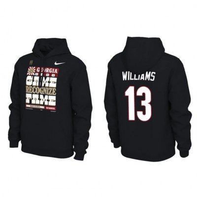 Georgia Bulldogs Mykel Williams Men's #13 2022 National Champions Playoff Pullover Locker Room Black Football NCAA Hoodie 2406KHDH7