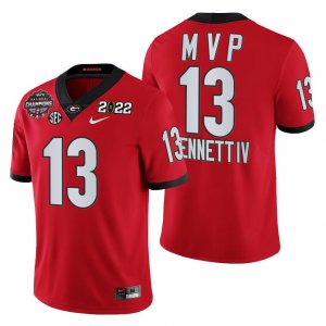 Georgia Bulldogs Stetson Bennett Men's #13 CFP 2021-22 MVP National Champions Red Football NCAA Jersey 2406BIMP2