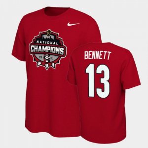 Georgia Bulldogs Stetson Bennett Men's #13 Red 2021 National Champions Football NCAA T-Shirt 2406IIGU5