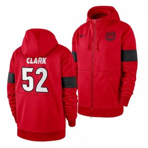 Georgia Bulldogs Tyler Clark Men's #52 Sideline Performance Red Full-Zip Football NCAA Hoodie 2406UNPX7