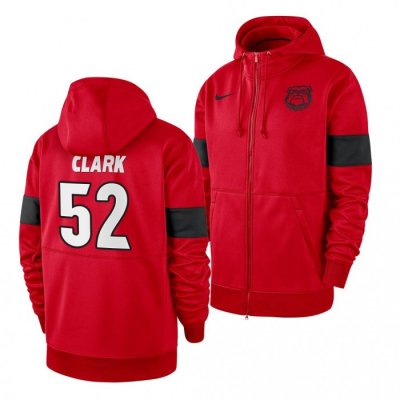 Georgia Bulldogs Tyler Clark Men's #52 Sideline Performance Red Full-Zip Football NCAA Hoodie 2406UNPX7