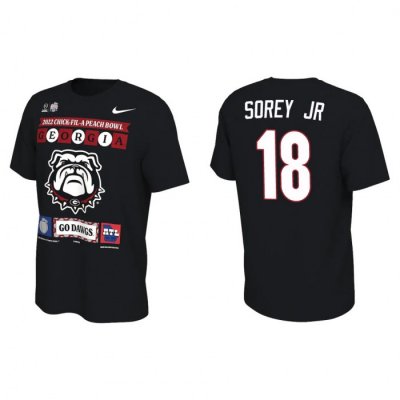 Georgia Bulldogs Xavian Sorey Jr. Men's #18 Playoff Black Illustrated 2022 Peach Bowl Football NCAA T-Shirt 2406LTCD7