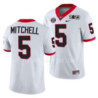 Georgia Bulldogs Adonai Mitchell Men's #5 White 2023 National Championship Playoff Football NCAA Jersey 2406EXYU1