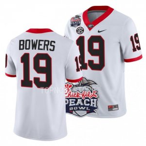 Georgia Bulldogs Brock Bowers Men's #19 White 2022 Peach Bowl Playoff Football NCAA Jersey 2406FSMW4