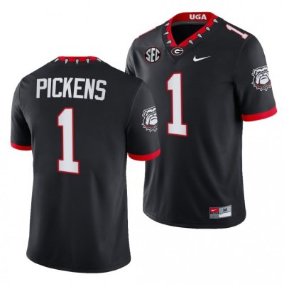 Georgia Bulldogs George Pickens Men's #1 Black Block Number Font 1 100th Anniversary Football NCAA Jersey 2406OLSY7