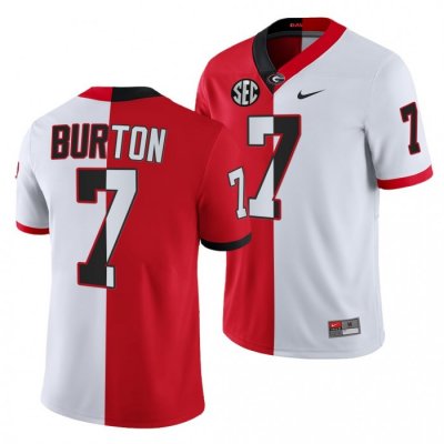 Georgia Bulldogs Jermaine Burton Men's #7 Split Edition 2021-22 White Red Football NCAA Jersey 2406CSAX2