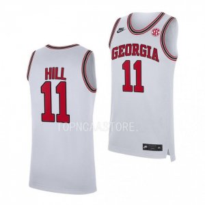 Georgia Bulldogs Justin Hill Men's #11 Home White Replica 2022-23 Basketball NCAA Jersey 2406ZHRG4