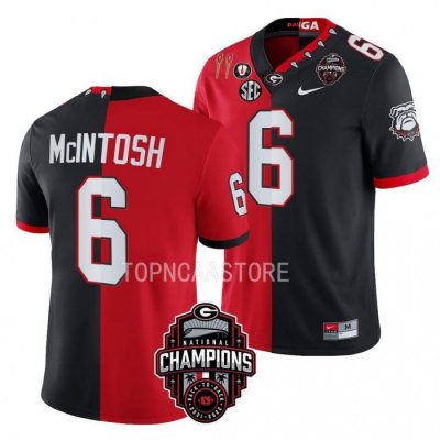 Georgia Bulldogs Kenny McIntosh Men's #6 2X National Champions Back-To-Back Black Split Red Football NCAA Jersey 2406CDGW5